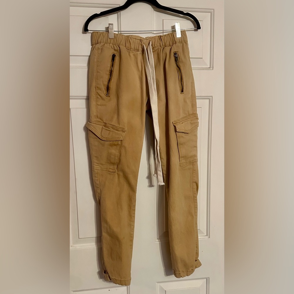 American Stitch Tan Cargo Utility‎ Pants Leg Zippers Joggers Gusset Indie Men M